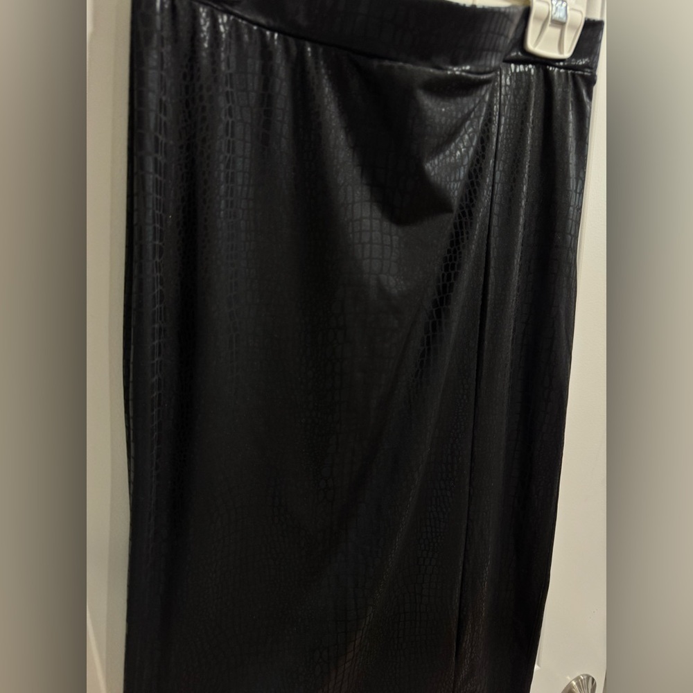 Black Faux Croc Midi Skirt - Picture 5 of 7